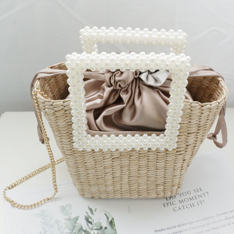 Sac Panier Perlé – Élégance Naturelle & Détail Raffiné